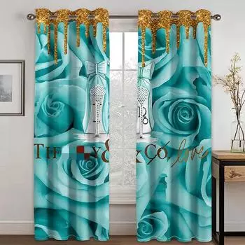 Цветочные духи, сексуальные розовые, макияж, девушка, занавески, жалюзи для гостиной, детской спальни, кухни, двери, домашний декор, 2 шт., для обеих комнат W55 X H120cm X 2&HOOK