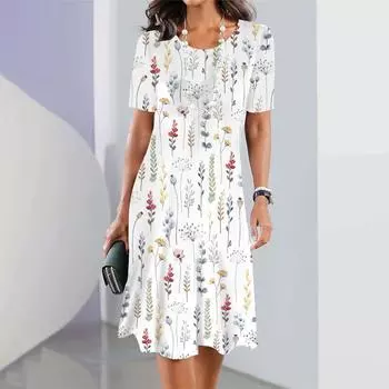 Цветочные и ботанические принты Женские платья Большие размеры Элегантные длинные платья Женские цельные платья Женская одежда S