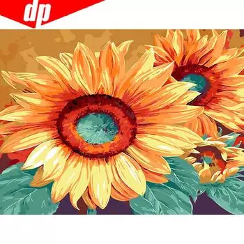 Цветочные картинки по номерам, настенное искусство, подсолнух, поделки, холст, ручная роспись, домашний декор 20X30CM