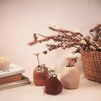 Цветочные керамические вазы с уникальным дизайном и дизайном для домашнего декора с однотонной и матовой отделкой,(Бежевый, упаковка из 3 шт.