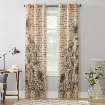 Цветочные маргаритки ретро минималистские современные оконные шторы для гостиной спальни занавески для кухни жалюзи занавески 135W x 60H(cm) x1