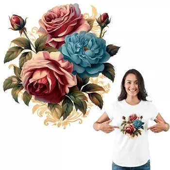 Цветочные мультяшные наклейки на одежду, термопресс, новая теплопередача, аксессуары для одежды «сделай сам», моющаяся наклейка с цветком, патч
