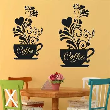 Цветочные наклейки для кафе, ПВХ, наклейки на стену, украшение для гостиной One Size