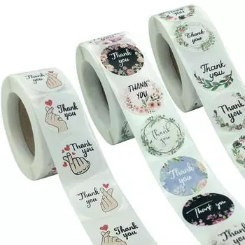 Цветочные наклейки «Спасибо» Этикетки Подарочная упаковка Наклейки День рождения Свадьба