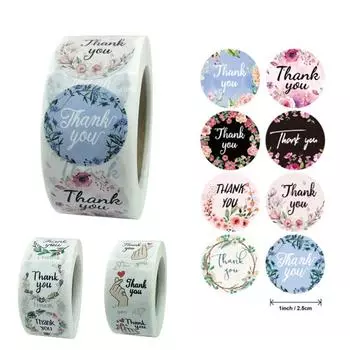 Цветочные наклейки «Спасибо» Этикетки Подарочная упаковка Наклейки День рождения Свадьба A