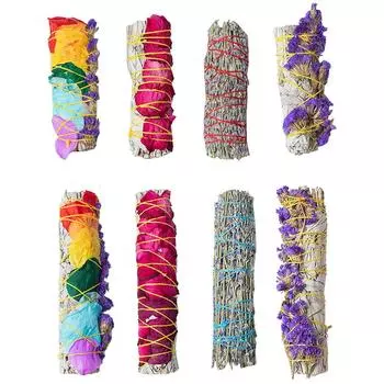 Цветочные натуральные белые шалфейные травяные палочки для ароматизации, ароматическая палочка для очищения помещений, ароматерапевтическая палочка для дома C