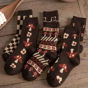 Цветочные носки средней длины в стиле Харадзюку, аксессуары для одежды, носки в корейском стиле, модные женские носки A2