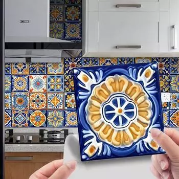 Цветочные обои с пейзажным принтом, термостойкие, влагостойкие, настенные обои, декоративное покрытие с яркой пленкой, плиточная паста 15X15 см