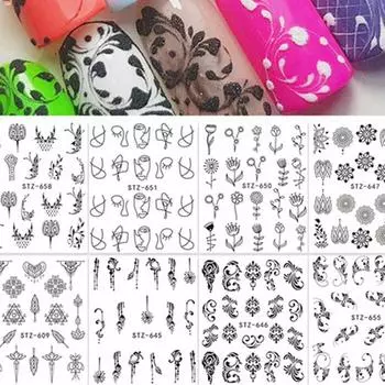 Цветочные перья простой рисунок женские наклейки для ногтей наклейка красота DIY маникюрные инструменты