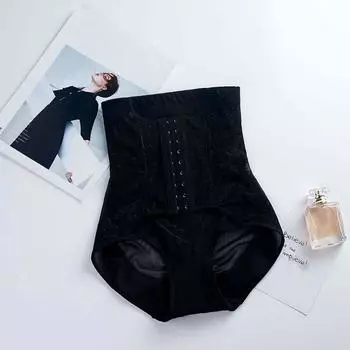 Цветочные послеродовые утягивающие трусы с высокой талией и подтяжкой ягодиц для похудения женские послеродовые трусы M чёрный