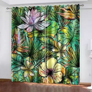 Цветочные принтованные цветочные шторы для гостиной, оконные шторы, затемняющие шторы для спальни, Tende Cortinas, Cortinas Para La Sala 100W160H(CM)40x63in&Hook