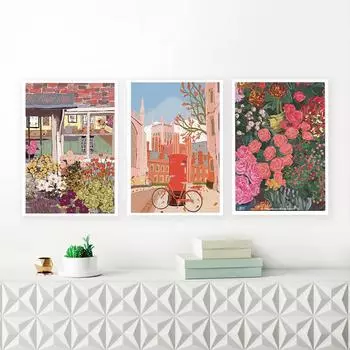 Цветочные принты, акварельные цветы, Лондон, Англия, настенное искусство, холст, живопись, фотографии для путешествий, дома, спальни, офиса, настенное художественное украшение 21x30cm No Framed красный