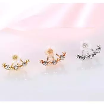 Цветочные серьги Модные серьги Модные серьги-гвоздики с подвеской сзади, креативные серьги двойного назначения с ромашками для женщин