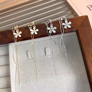 Цветочные серьги, темпераментные длинные серьги с бахромой для женщин, новые серьги золотой