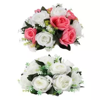 Цветочные шары для свадебных центральных композиций, искусственные розы, цветочные шары, букет для стола White