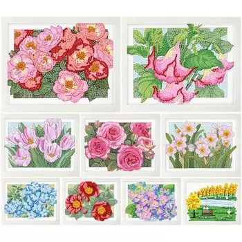 Цветочные Стразы Алмазная Картина Полная Алмазная Мозаика Вышивка Картина Сделай Сам Полная Алмазная Живопись Точки Искусство для Начинающих