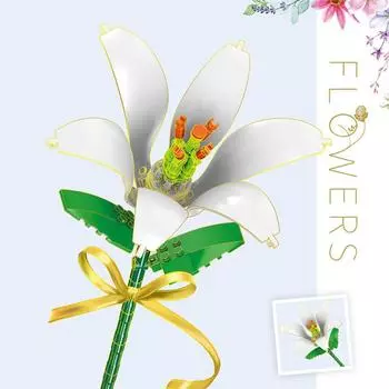 Цветочные строительные блоки Букет Собранные строительные блоки Украшения Детские развивающие игрушки для