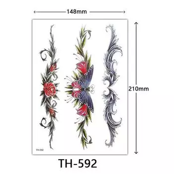 Цветочные татуировки наклейки Красочные цветы Яркие цветы Роза татуировки наклейки татуировки