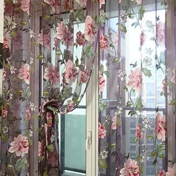 Цветочные тюлевые занавески для гостиной кухни вышитые прозрачные занавески для спальни роскошные цветочные тюлевые занавески 1X2M