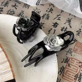 Цветочные заколки для волос, элегантные женские заколки, заколки-краб для волос для женщин, женские модные аксессуары для укладки волос, головной убор 9.5*3cm