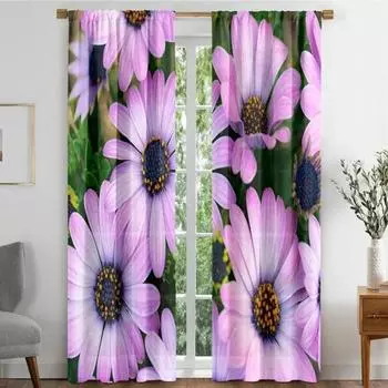 Цветочные затемняющие шторы для спальни, тканевые шторы для гостиной, лево-правосторонние, открытые, высокие, затемняющие W55 X H120cm X 2&HOOK
