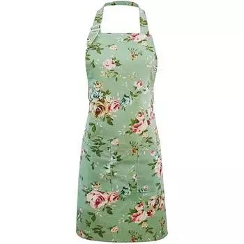 Цветочные женские фартуки регулируемые кухонные винтажные цветочные пекарь шеф-повар зеленый для готовки
