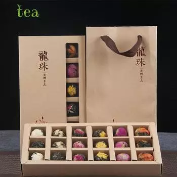 Цветочный аромат Юньнань Пуэр сырой чай Dragon Ball Лилия, роза, жасмин, хризантема, пион, чай Dragon Ball, подарочная коробка