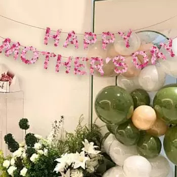 Цветочный баннер с Днем матери Элегантный камин Декоративный выдвижной флаг для торжеств Клубы Гостиная Квартира Гирлянда розовый