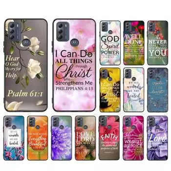 Цветочный Библейский стих Христианский чехол для телефона Moto G82 G22 G62 G13 G32 G53 G31 G60 G52 G100 G200 G42 G41 G51 G30 G10 G20 G50 G Moto G51 5G