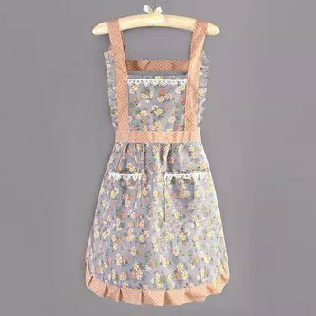 Цветочный большой карманный холщовый хлопковый фартук для кухни и дома, протираемый ремешок для руки