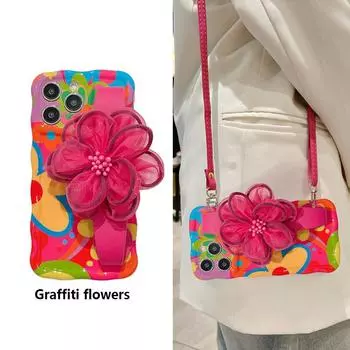 Цветочный браслет для Apple 16 Чехол для мобильного телефона Messenger Rope IPhone15 Wave 14promax Силиконовый мягкий чехол для женщин iPhone15