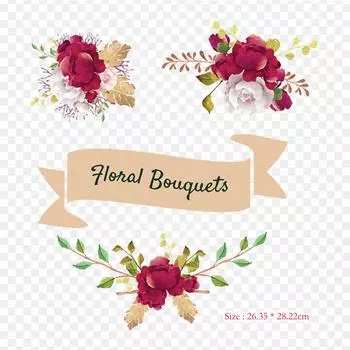 Цветочный букет, термопереносная печать, виниловые нашивки, наклейки для одежды, аппликации «сделай сам», моющиеся нашивки