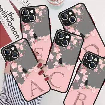Цветочный буквенный розовый ABC модный начальный чехол для Apple iPhone 14 13 11 12 Pro 7 XR X XS Max 8 Plus 6 6S черный матовый чехол для телефона iPhone 14