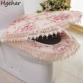 Цветочный чехол для унитаза, мягкий, на молнии, съемный, для ванной комнаты, коврики для унитаза, чехлы для крышек в европейском стиле, универсальные, портативные, для дома