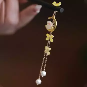 Цветочный Cheongsam Древний стиль шпилька для волос Деревянная шпилька для волос Hanfu палочки для волос Головной убор в китайском стиле B