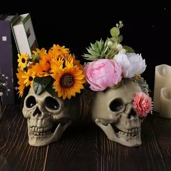 Цветочный череп, декор стола, креативный имитационный цветочный скелет, декоративное украшение в виде подсолнуха, череп для праздничного фестиваля