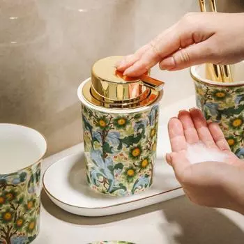 Цветочный декоративный керамический дозатор для мыла из пены класса люкс, бутылка-насос для мыла для рук, клуб Style 10