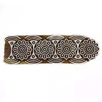 Цветочный деревянный штамп, вырезанный вручную печатный блок, деревянный текстильный штамп, печать блока 6 x 1.7 Inches