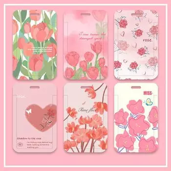 Цветочный держатель для удостоверения личности в европейском стиле с масляной живописью Цветочный держатель для фотокарточки Милый держатель для офисной карточки Студенческие принадлежности as the picture