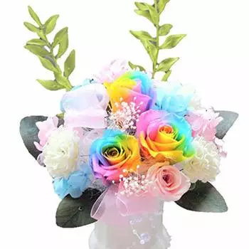 Цветочный дизайн Алисы, подарочный цветок Роза, сохраненная в прозрачном футляре. Отлично подходит для свадьбы, новоселья, различных подарков [Радужный цветок] KIRARI предложения,