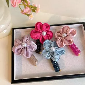 Цветочный дизайн, хвост, эластичные резинки для волос, резиновые резинки для волос, резинки для волос, телефонный провод, аксессуары для волос, женская повязка на голову