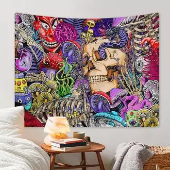 Цветочный гобелен, настенный гобелен для комнаты, гобелен с растениями, цветами и травой, украшение для спальни, картина для гостиной, фон, подвесная ткань 95x75cm