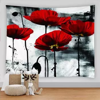 Цветочный гобелен, настенный гобелен, полевые цветы, коврик для йоги, одеяло, хиппи, гобелен в стиле бохо, красочный психоделический домашний декор 100X75CM