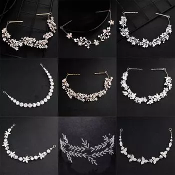 Цветочный головной убор Свадебная повязка на голову с цветком Украшения для волос со стразами Цветочная повязка на голову Свадебная повязка на голову