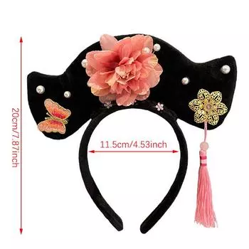 Цветочный головной убор в китайском стиле с кисточкой и жемчугом, повязка на голову в древнем стиле, обруч для волос принцессы, головной убор Ханфу, заколка для волос Ханфу, женская