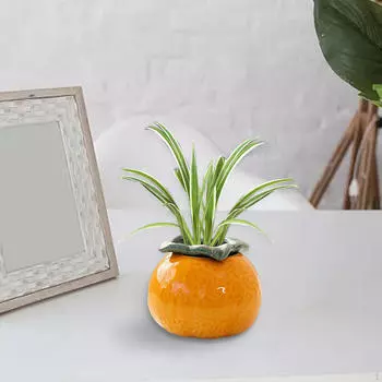 Цветочный горшок бонсай керамический оранжевой формы, мини, чайная банка, домашний декор, милые комнатные горшки Medium