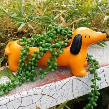 Цветочный горшок для таксы, комнатные и уличные растения, овощные травы, сочные кактусы, горшок для домашнего балкона, сада, смоляные украшения для собак A