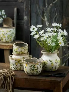 Цветочный горшок керамический цветок под глазурью цвет современный простой скандинавский садовый настольный орнамент бытовой зеленый нерегулярной формы