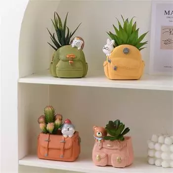 Цветочный горшок Мультяшный рюкзак Животные Суккуленты Горшок Кашпо Бонсай Горшки Домашние Растения Горшечные Садовые Украшения для Дома Прямая Поставка
