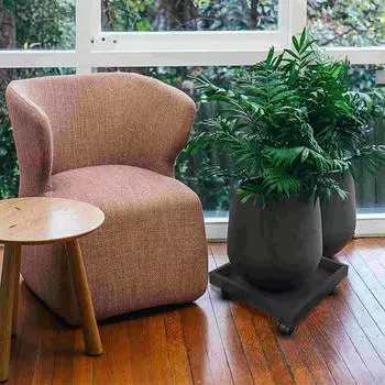 Цветочный горшок на колесах, тележка для растений, мобильная стойка на колесах для дома, переноска Dark Coffee